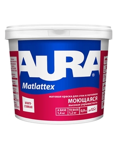 Краска в/д Mattlatex моющаяся 0,9л белая, арт.4607003919917 Aura