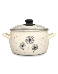 Кастрюля Одуванчик 2,4л 16см эмал.сталь с крышкой Metrot