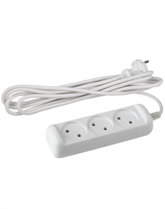 Удлинитель 3м 3-местный б/з 2х1кв мм белый Era