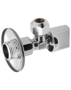 Кран угловой 1/2"х3/8" НР с цангой 10мм и фланцем Mpf