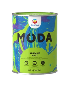 Краска акриловая Moda Absolut Matt база А для стен и потолков 0,9л белая, арт.4630042541047 Eskaro