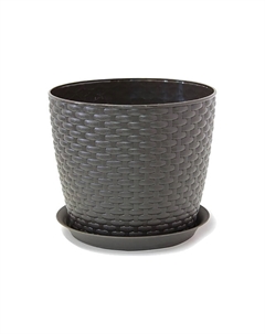 Горшок с поддоном Ротанг 4,7л d21см h18см темно-коричневый пластик Idea