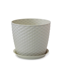 Горшок с поддоном Ротанг 4,7л d21см h18см молочный пластик Idea