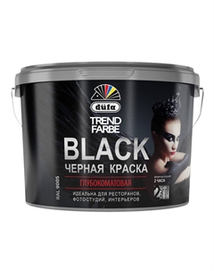 Краска в/д Trend Farbe Black для стен и потолков 2,5л черная, арт.МП00-006781 Dufa
