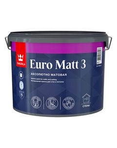 Краска в/д Euro Matt 3 база A 9л белая, арт.700001114 Tikkurila