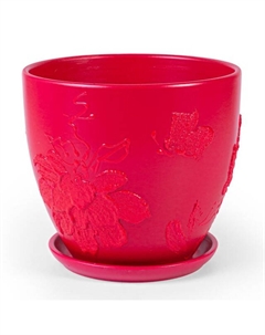 Горшок керамический с поддоном Жаклин 1,4л d15см h13см овал красный Нет марки