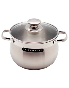 Кастрюля Роял 5л 22см нерж.сталь стеклянная крышка индукция Silampos
