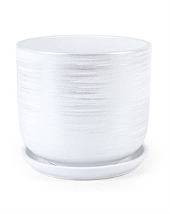 Горшок керамический с поддоном Галактика 1,6л d15см h13см цилиндр белый Нет марки