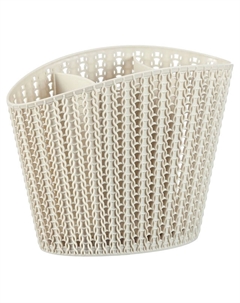 Подставка для столовых приборов Вязание белый ротанг 16х11х20см пластик Idea