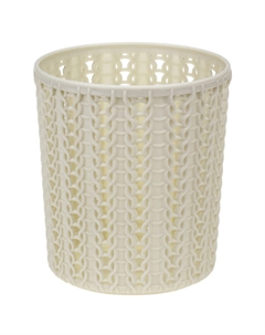 Подставка для столовых приборов Вязание белый ротанг 9,7х11см круглая пластик Idea