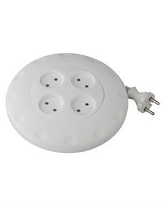 Удлинитель 7м 4-местный б/з круглый белый Era