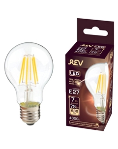 Лампа филаментная 7Вт E27 A60 4000K груша Rev