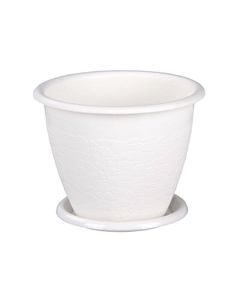 Горшок с поддоном Розалия 1,2л d15см h12см белый пластик Нет марки