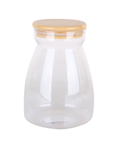 Банка 1л 11,5х16,5см круглая стекло, бамбук Нет марки
