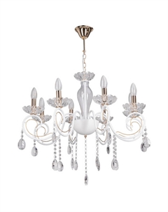 Люстра подвесная Свеча 8х60Вт E14 металл белый золото Mw-light