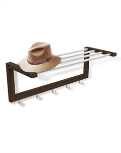 Вешалка настенная АЛЬБЕРО с полкой 5 крючков 650х250х230мм венге дерево/металл Sheffilton