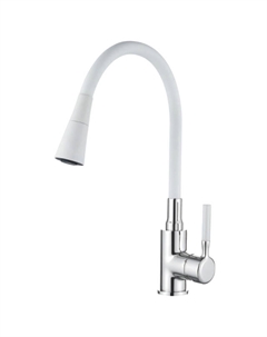 Смеситель для кухни LEDEME L4199-3 силиконовый гибкий излив белый Ledeme