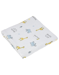 Плед из муслина с принтом "животные", 120х120 см Jan&sofie