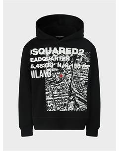 Толстовка-худи черного цвета с принтом Dsquared2