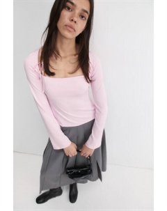 Лонгслив облегающий с вырезом-каре и бантиками Befree