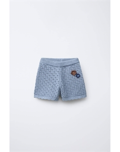 Шорты-бермуды с цветочным узором крючком, светло-синий Zara
