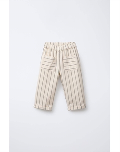 Полосатые мешковатые брюки, цвет Ecru/Black Zara