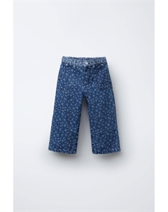 Джинсы-кюлоты в цветочек, средне-синий Zara