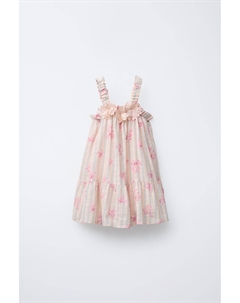 Платье в полоску и цветы, цвет Peach Zara