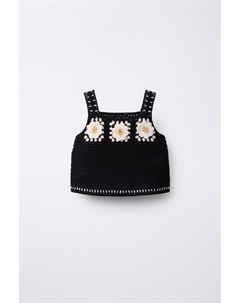 Вязаный топ крючком, черный Zara