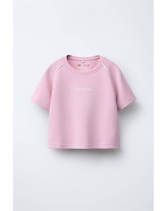Футболка с модальным слоганом, розовый Zara