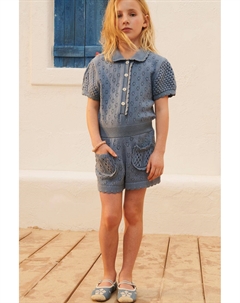 Комбинезон из ажурного трикотажа, светло-синий Zara