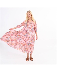 Платье длинное с принтом и V-образным вырезом розовый Laredoute