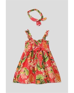 Комплект из хлопкового сарафана и повязки с принтом Mayoral