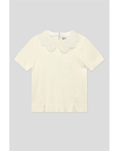 Джемпер с ажурным воротничком и коротким рукавом Silver spoon