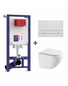 Сет: Инсталляция Lemark PENEDA + кнопка смыва BIT хром глянец + унитаз GLAZER бел. глянец