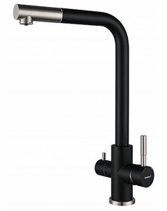 Смеситель GranFest QUARZ для кухни Г-обр. с краном питьевой воды D-35мм.арт. Z-5421 черный Granfest