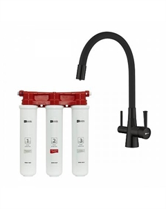 Комплект Lemark: Смеситель LM3075BL для кухни с гибким изливом + Фильтр BASIC для очистки воды от хл