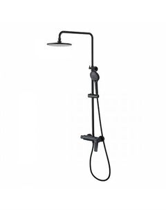 Смеситель Lemark Bronx LM3760BL для душа с верхней душ. лейкой "Тропический дождь", 3-ф. лейкой, чер