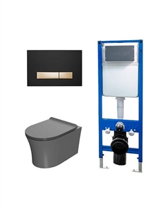 Сет: Инсталляция Point Элемент PN45124 + Клавиша Меркурий PN44831BG черн/зол + Унитаз Вега PN41711GM