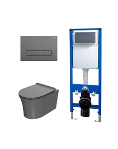 Сет: Инсталляция Point Элемент PN45124 + Клавиша Меркурий сер мат PN44831GM + Унитаз Вега PN41711GM