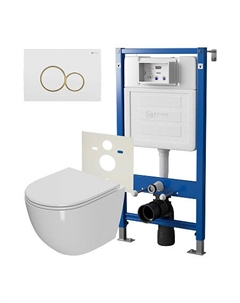 Нов.арт PN48333WG (45122 вместо 45120)+ Клавиша Виктория бел/золот PN44061WG + Унитаз Афина PN41041 Point