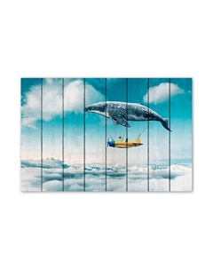 Картина на дереве Летающий кит 60х90 см Дом корлеоне