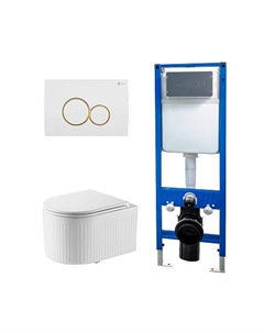 Сет: Инсталляция Point Элемент PN45124 + Клавиша Виктория бел/зол PN44061WG + Унитаз Деметра PN41121