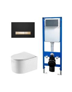 Сет: Инсталляция Point Элемент PN45124 + Клавиша Меркурий PN44831BG черн/зол + Унитаз Омега PN41902