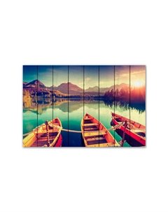 Картина на дереве Лодки на берегу 40х60 см Дом корлеоне