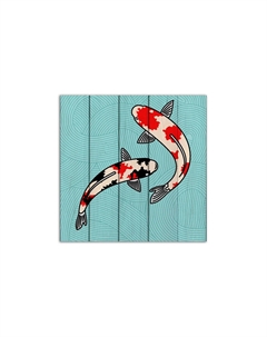 Картина на дереве Карпы 120х120 см Дом корлеоне