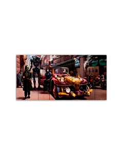 Картина на дереве Автомобиль Стимпанк 50х100 см Дом корлеоне