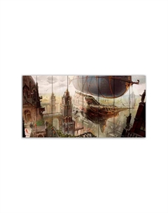 Картина на дереве Воздушный корабль 70х140 см Дом корлеоне