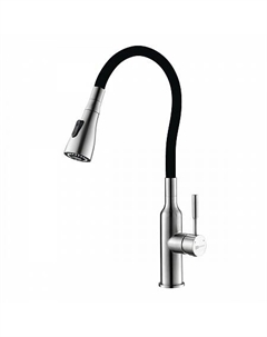 Смеситель Lemark Expert LM5082S-Black для кухни, с гибким изливом и 2-х фун. аэрат, сталь/черный