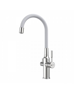 Смеситель Lemark Expert LM5083S-White для кухни, с гиб. изл., с под. к фильтру п/в, сталь/белый